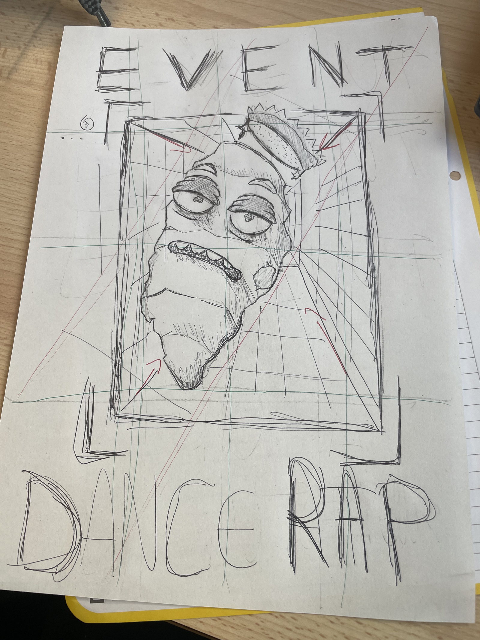 Croquis préparatoire de l’affiche au crayon